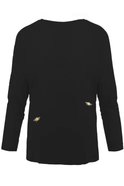 Ingmarson Bee Embroidered Dropped Shoulder T-Shirt In Black & White* T-Shirts & Tops