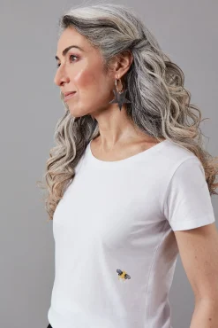 Ingmarson Bee Embroidered T-Shirt In Black & White* T-Shirts & Tops