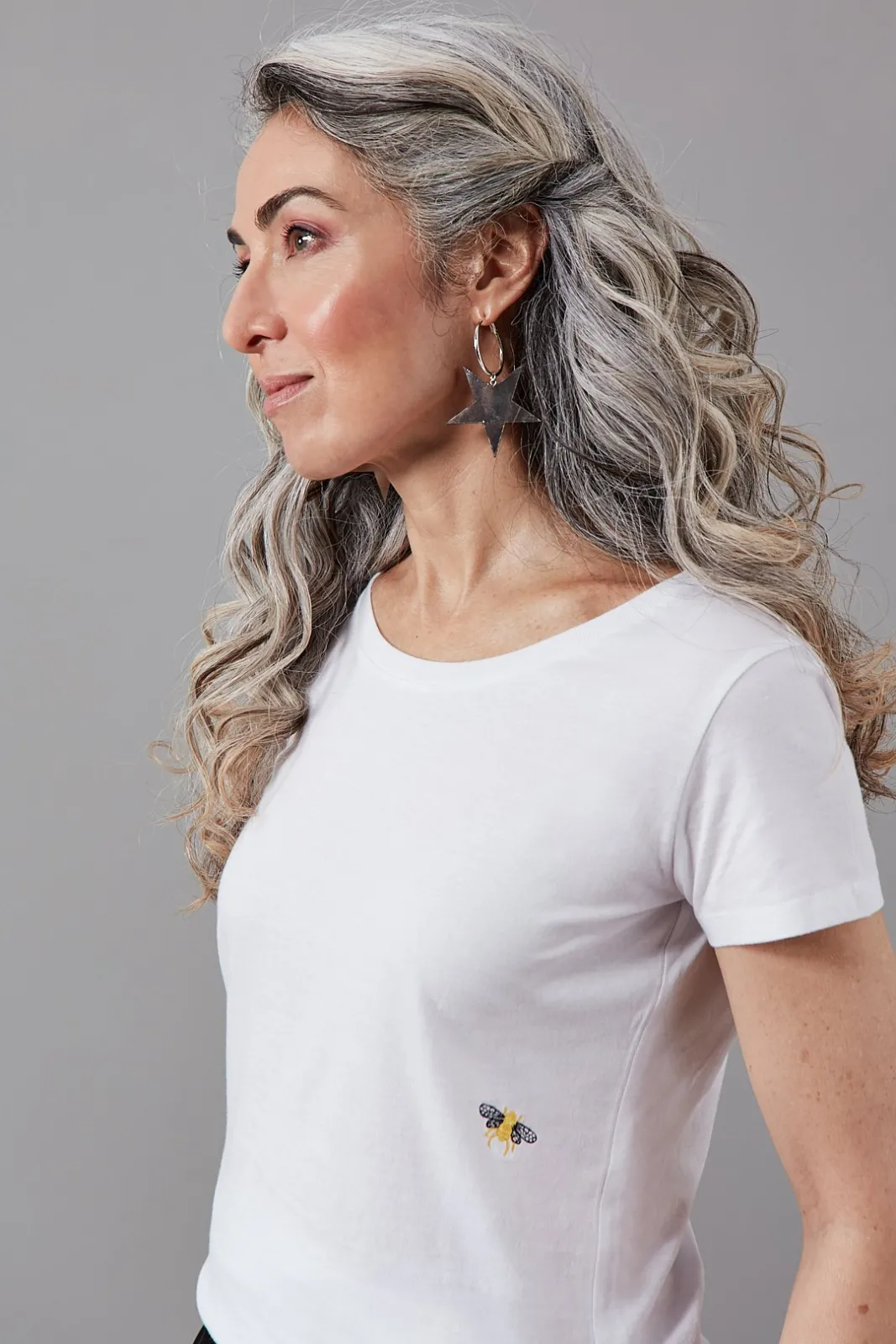 Ingmarson Bee Embroidered T-Shirt In Black & White* T-Shirts & Tops