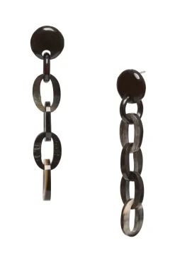 Branch Jewellery Black Buffalo Horn Chain Link Earrings* Earrings