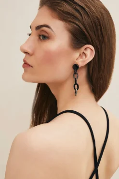 Branch Jewellery Black Buffalo Horn Chain Link Earrings* Earrings