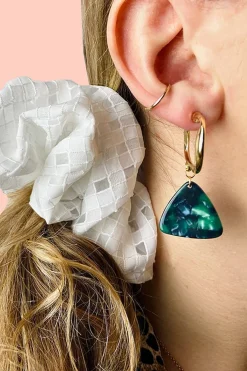 ALOË Chunky Bottle Green Triangular Dangle Studs* Earrings
