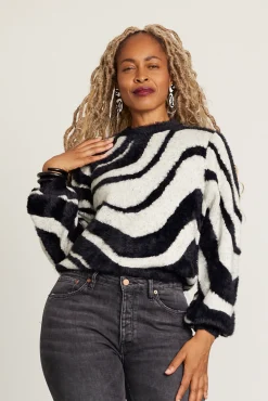 Cras Angela Swirl Black Jumper* Knitwear & Sweatshirts