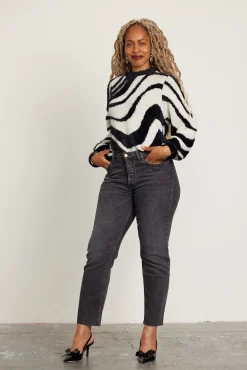 Cras Angela Swirl Black Jumper* Knitwear & Sweatshirts