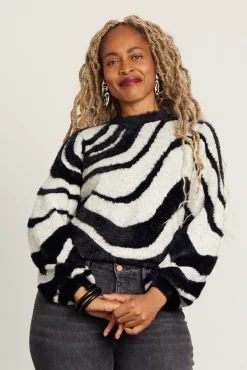 Cras Angela Swirl Black Jumper* Knitwear & Sweatshirts