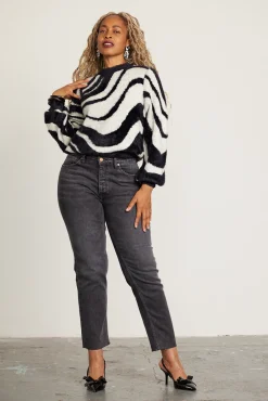 Cras Angela Swirl Black Jumper* Knitwear & Sweatshirts