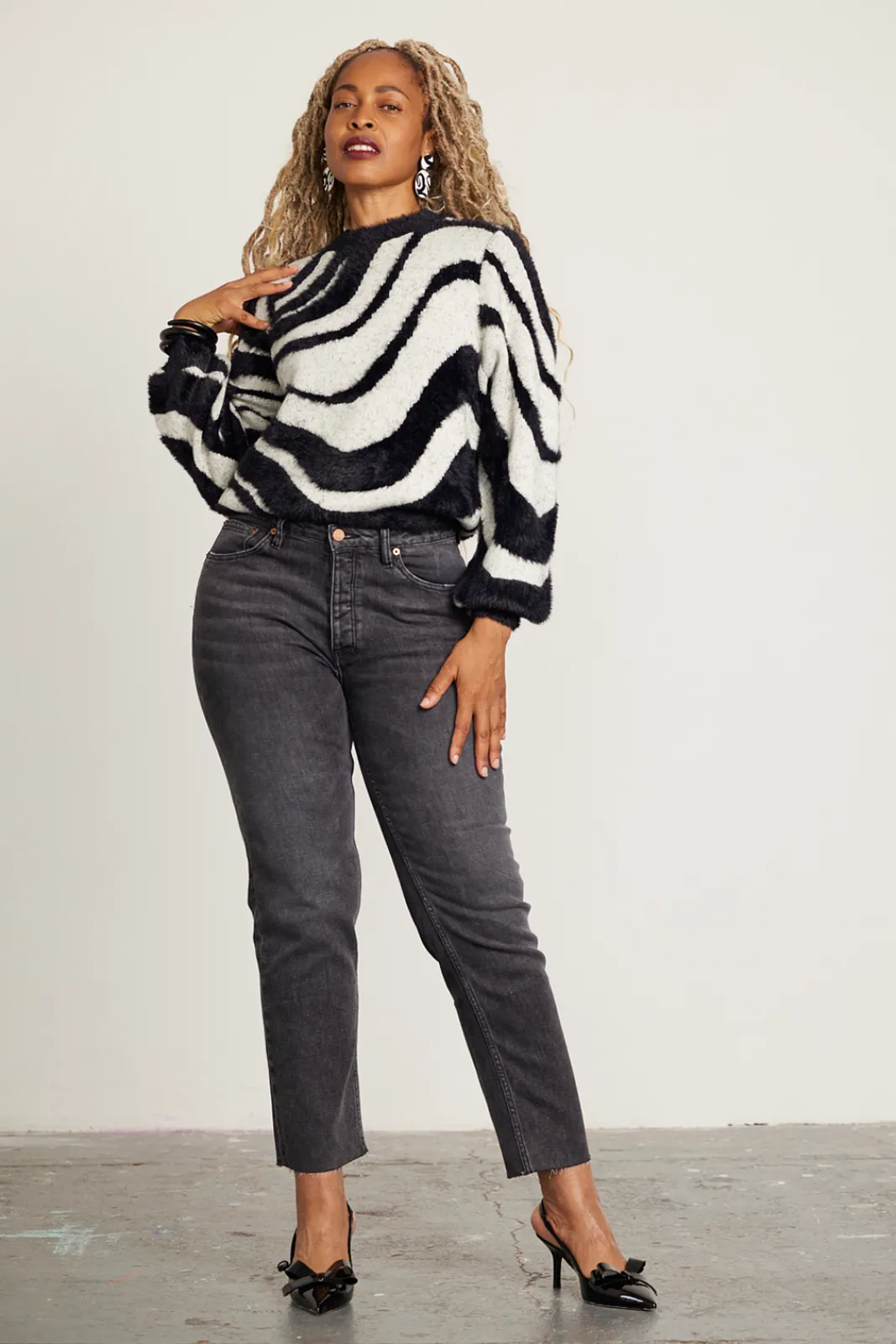 Cras Angela Swirl Black Jumper* Knitwear & Sweatshirts