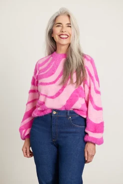 Cras Angela Swirl Pink Jumper* Knitwear & Sweatshirts