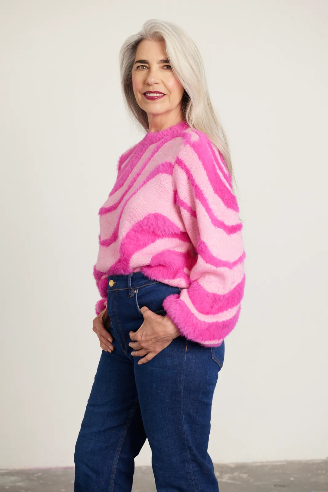 Cras Angela Swirl Pink Jumper* Knitwear & Sweatshirts
