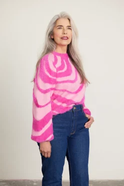 Cras Angela Swirl Pink Jumper* Knitwear & Sweatshirts
