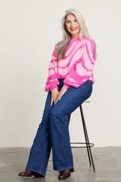 Cras Angela Swirl Pink Jumper* Knitwear & Sweatshirts