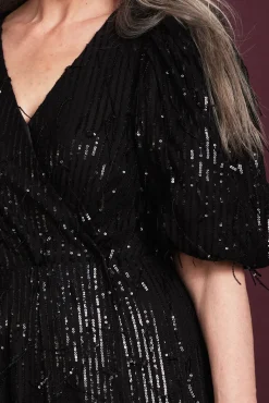 Cras Dakota Black Sequin Midi Dress* Dresses & Jumpsuits