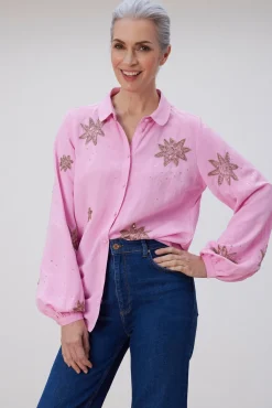 Fabienne Chapot Fleur Embellished Pink Blouse* Blouses, Shirts & Statement Tops