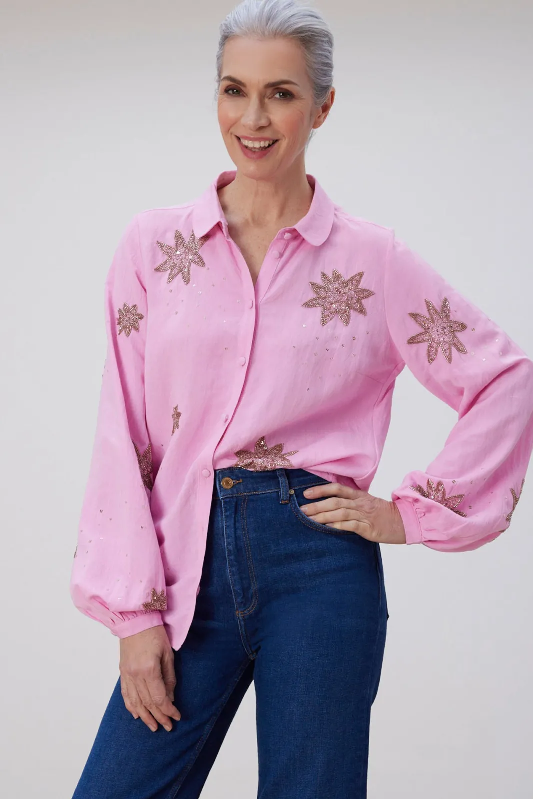 Fabienne Chapot Fleur Embellished Pink Blouse* Blouses, Shirts & Statement Tops