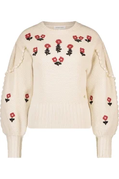 Fabienne Chapot Rizo Floral Embroidered Cream Jumper* Knitwear & Sweatshirts