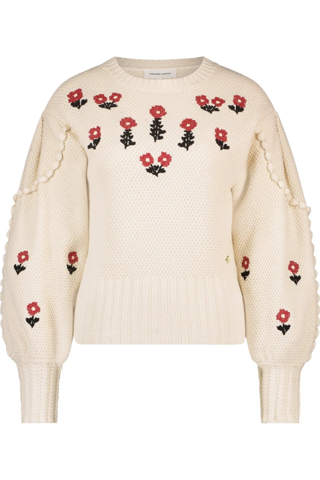 Fabienne Chapot Rizo Floral Embroidered Cream Jumper* Knitwear & Sweatshirts