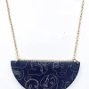 No Shrinking Violet Faces Navy Medium Necklace* Earrings
