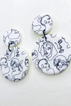 No Shrinking Violet Faces White Large Earrings* Earrings