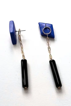 Hattie Buzzard Gaia Cobalt With Black Beads 2-in-1 Earrings* Earrings