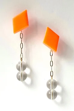 Hattie Buzzard Gaia Orange With Glass Beads 2-in-1 Earrings* Earrings