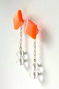 Hattie Buzzard Gaia Orange With Glass Beads 2-in-1 Earrings* Earrings