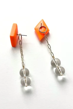 Hattie Buzzard Gaia Orange With Glass Beads 2-in-1 Earrings* Earrings