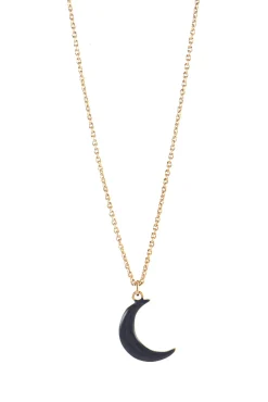 Titlee Gina Navy Crescent Moon Gold Plated Necklace* Necklaces
