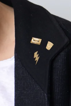 Titlee Gold Engraved Music Cassette Tape Shaped Pin* Brooches & Pins