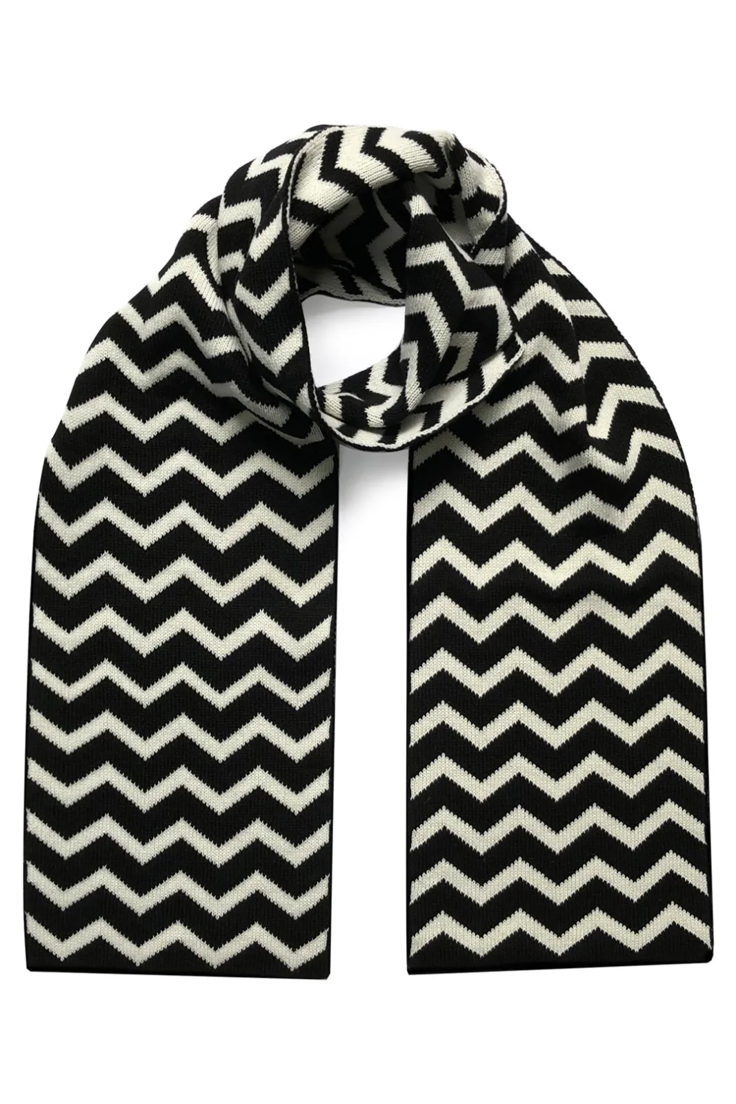Ingmarson Chevron Wool & Cashmere Black Scarf* Scarves & Shawls