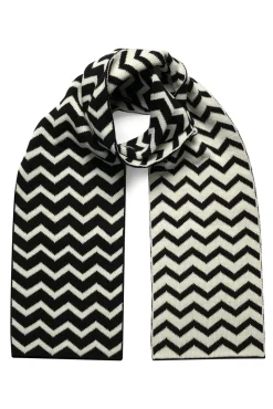 Ingmarson Chevron Wool & Cashmere Black Scarf* Scarves & Shawls