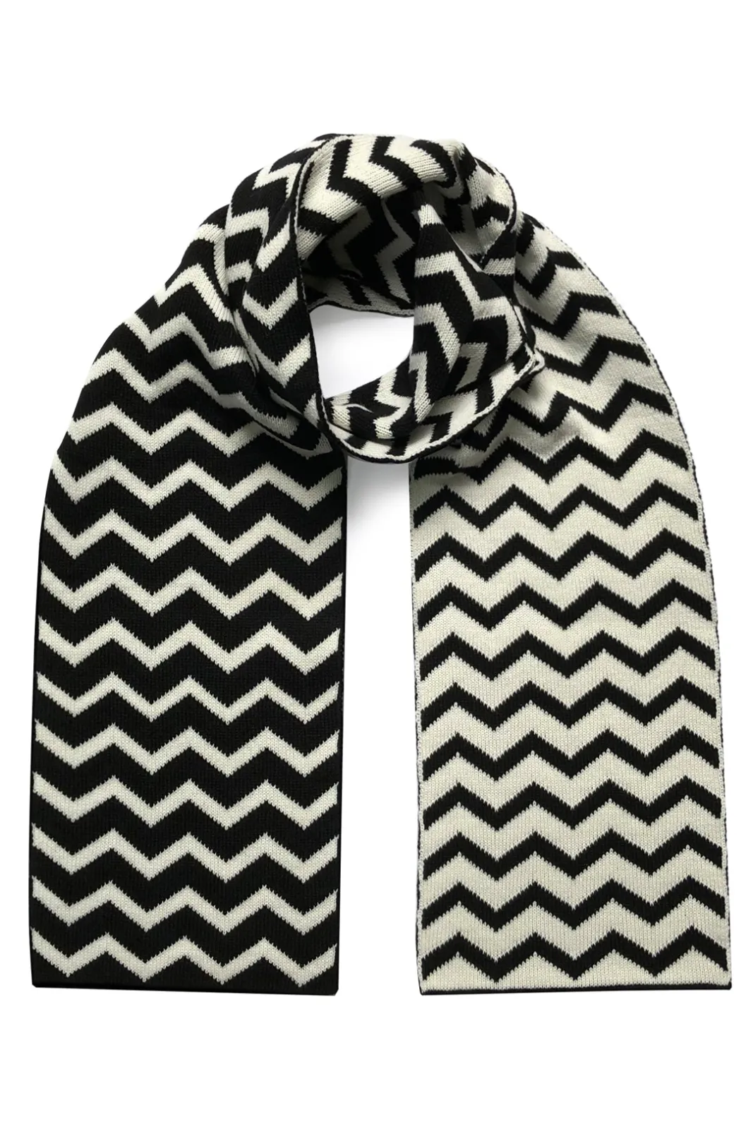 Ingmarson Chevron Wool & Cashmere Black Scarf* Scarves & Shawls
