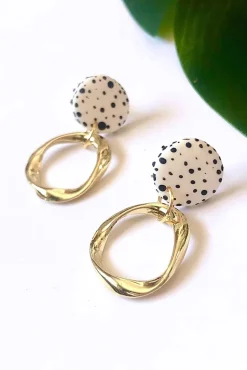 ALOË Irregular Hoops Dalmatian Mini Studs* Earrings