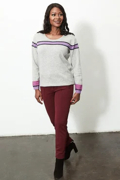 Jacynth London Theia 100% Cashmere Grey Striped Jumper* Knitwear & Sweatshirts