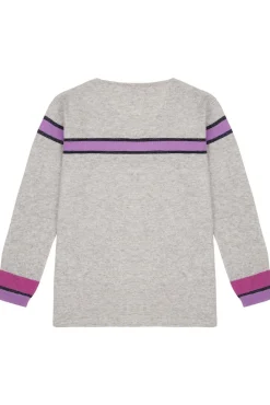 Jacynth London Theia 100% Cashmere Grey Striped Jumper* Knitwear & Sweatshirts
