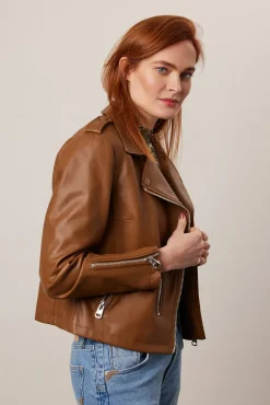 Jakke Beau Chocolate Brown Faux Leather Biker Jacket* Jackets & Blazers|Coats
