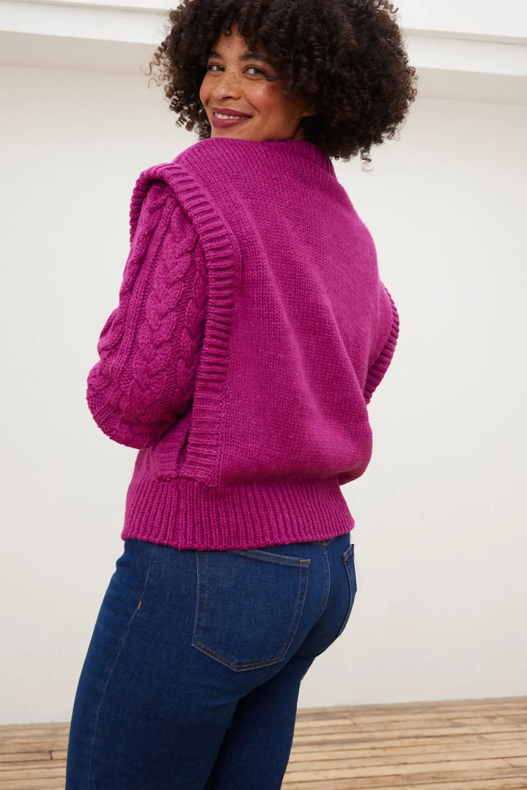 Jakke Billy Cable Knit Fuchsia Jumper* Knitwear & Sweatshirts
