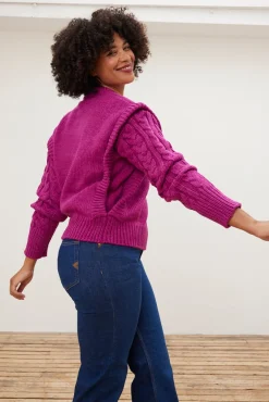 Jakke Billy Cable Knit Fuchsia Jumper* Knitwear & Sweatshirts