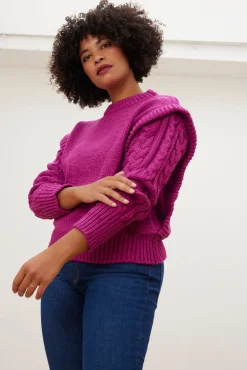 Jakke Billy Cable Knit Fuchsia Jumper* Knitwear & Sweatshirts