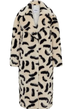 Jakke Katie Paintbrush Print Long Faux Fur Coat* Coats