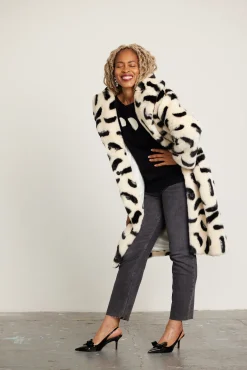 Jakke Katie Paintbrush Print Long Faux Fur Coat* Coats