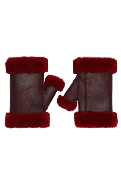 Jakke Sandy Faux Fur Fingerless Burgundy Mittens* Gloves & Mittens