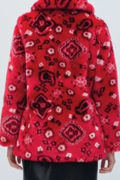 Jakke Tilly Red Paisley Faux Fur Coat* Coats