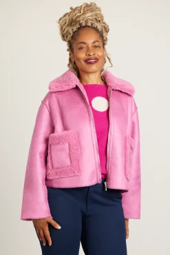Jakke Vera Bubblegum Pink Faux Shearling & Leather Reversible Coat* Coats