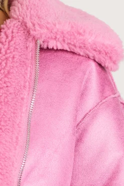 Jakke Vera Bubblegum Pink Faux Shearling & Leather Reversible Coat* Coats