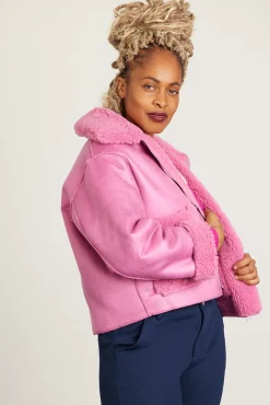 Jakke Vera Bubblegum Pink Faux Shearling & Leather Reversible Coat* Coats