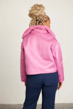 Jakke Vera Bubblegum Pink Faux Shearling & Leather Reversible Coat* Coats