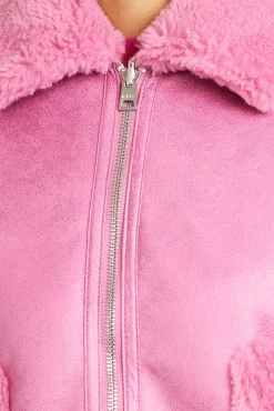 Jakke Vera Bubblegum Pink Faux Shearling & Leather Reversible Coat* Coats