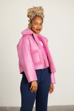 Jakke Vera Bubblegum Pink Faux Shearling & Leather Reversible Coat* Coats