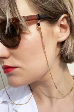 Sunny Cords 24k Gold Plated Rainbow Tourmaline Glasses Chain & Bracelet* Glasses Chains|Glasses Chains