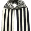 Ingmarson Leopard & Stripe Wool & Cashmere Black Scarf* Scarves & Shawls